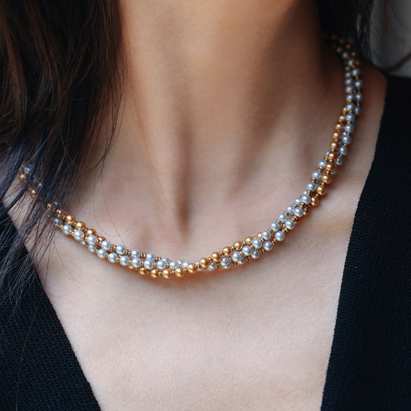 Luxe Harmony Two-Tone Pearl Necklace