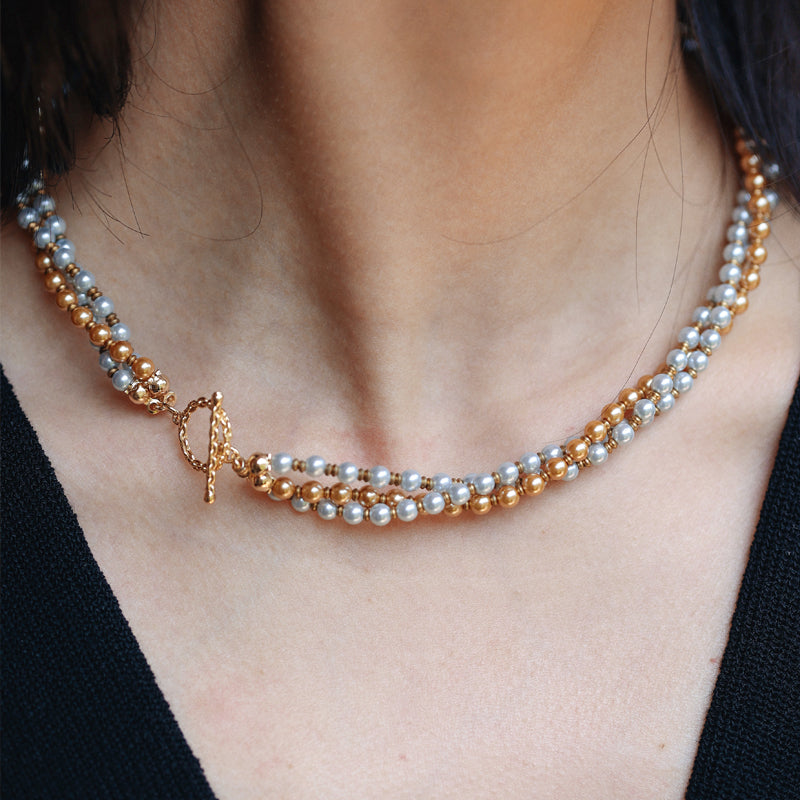 Luxe Harmony Two-Tone Pearl Necklace