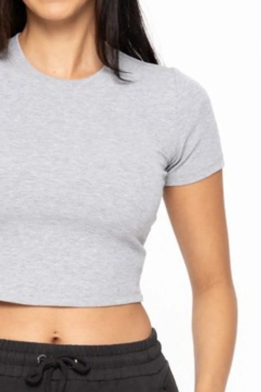 Micro-Rib Sculpt Cropped Athleisure Tee