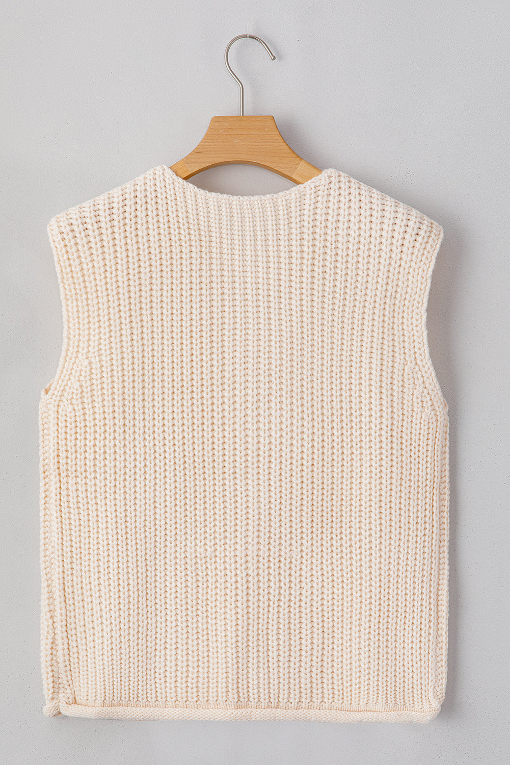 Textured Knit Buttoned Pocket Sweater Vest