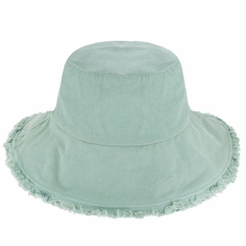 Wide Brim Frayed Bucket Hat – Lightweight Summer Sun Hat for Women