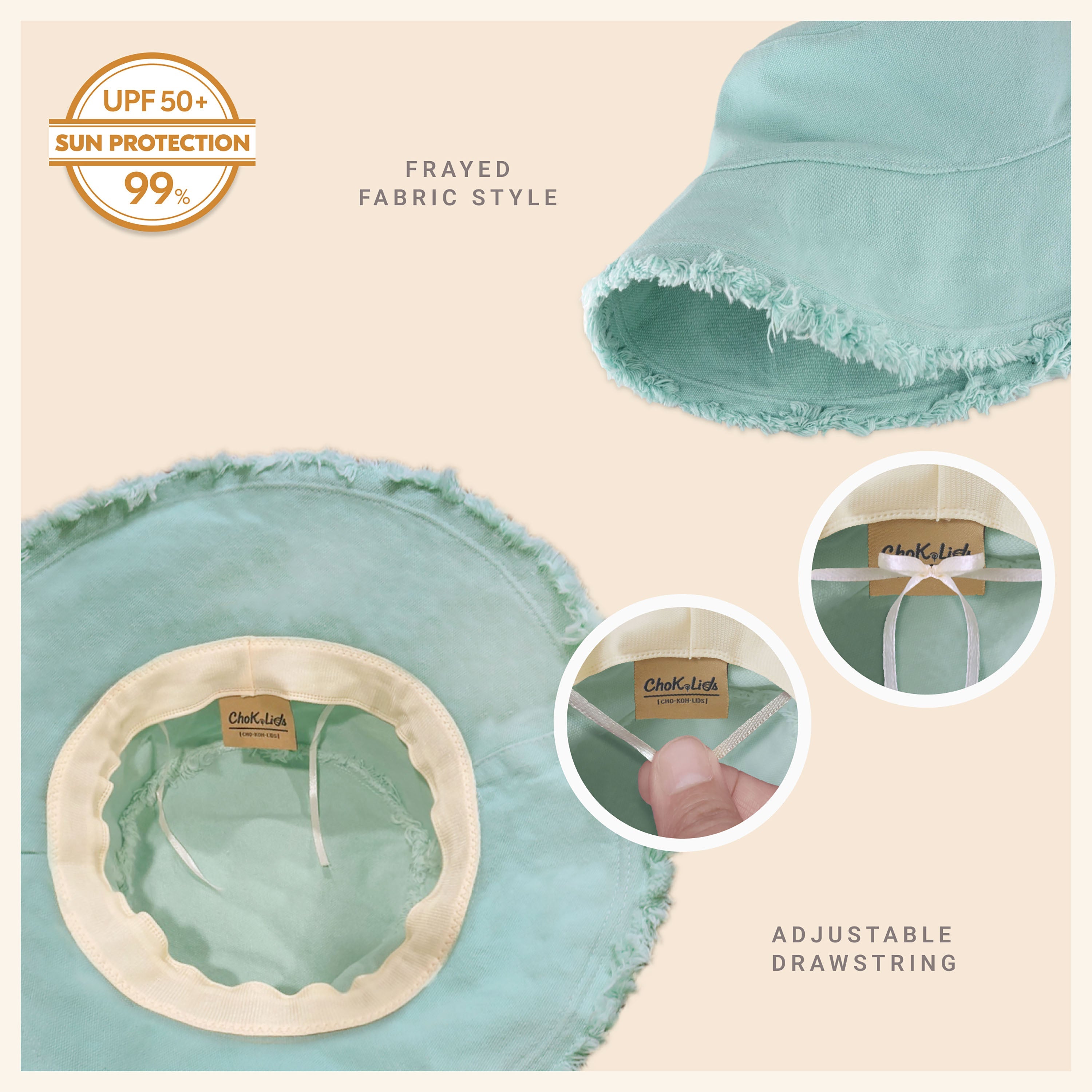 Wide Brim Frayed Bucket Hat – Lightweight Summer Sun Hat for Women