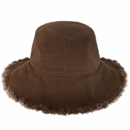 Wide Brim Frayed Bucket Hat – Lightweight Summer Sun Hat for Women