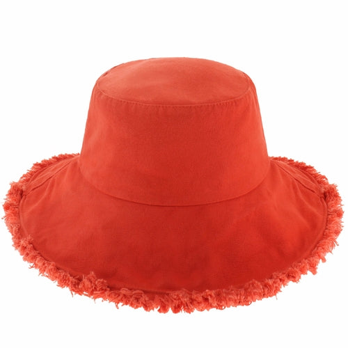 Wide Brim Frayed Bucket Hat – Lightweight Summer Sun Hat for Women