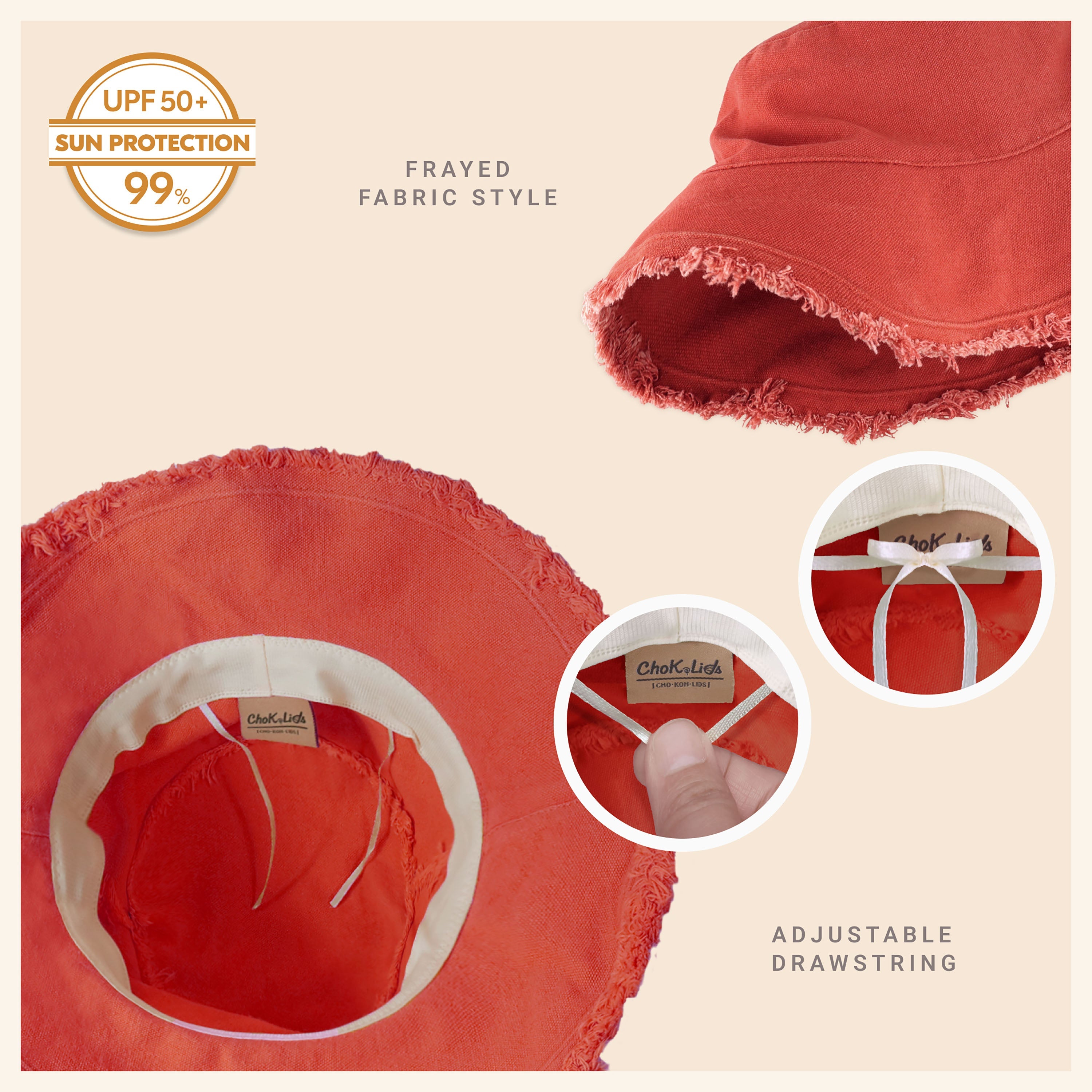 Wide Brim Frayed Bucket Hat – Lightweight Summer Sun Hat for Women