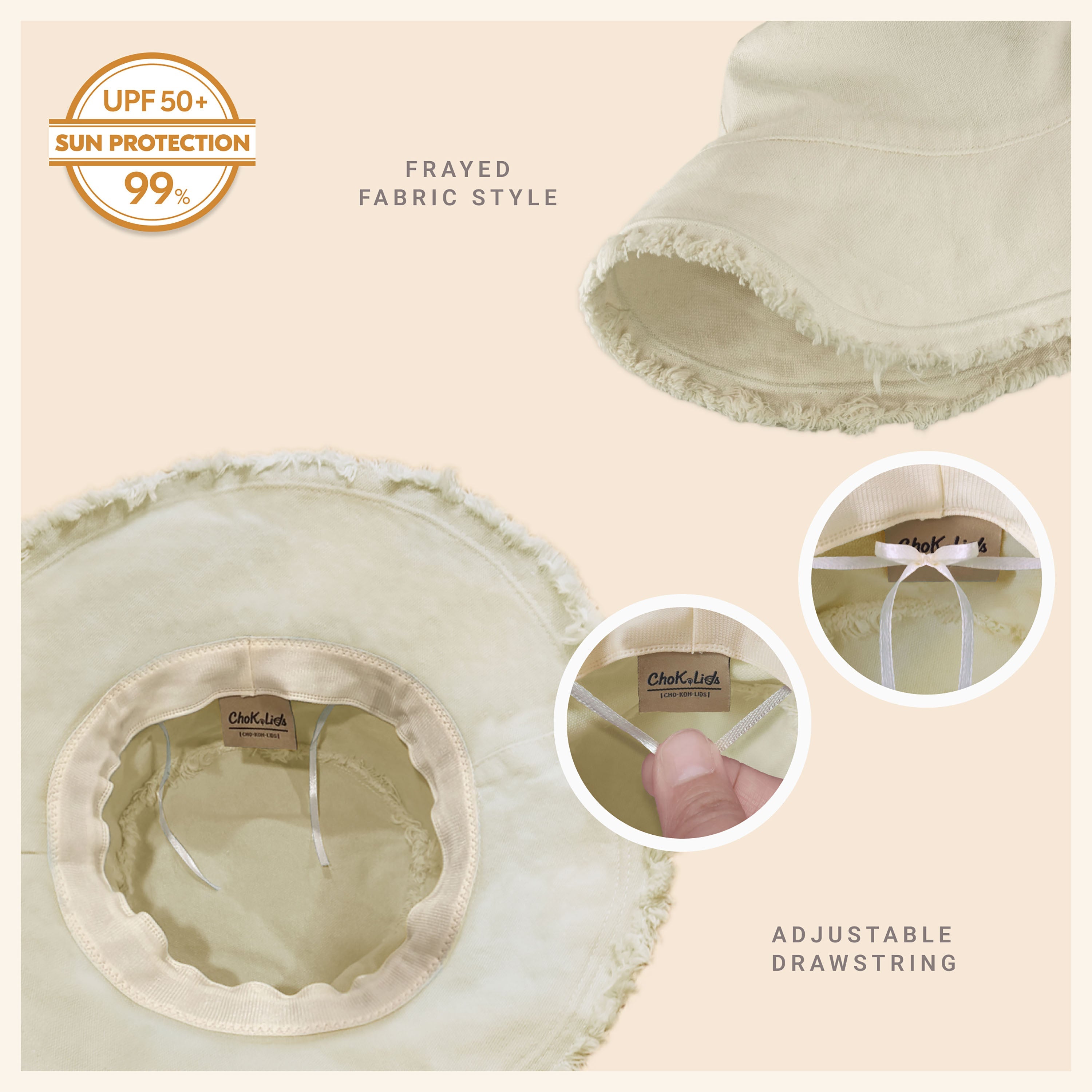 Wide Brim Frayed Bucket Hat – Lightweight Summer Sun Hat for Women