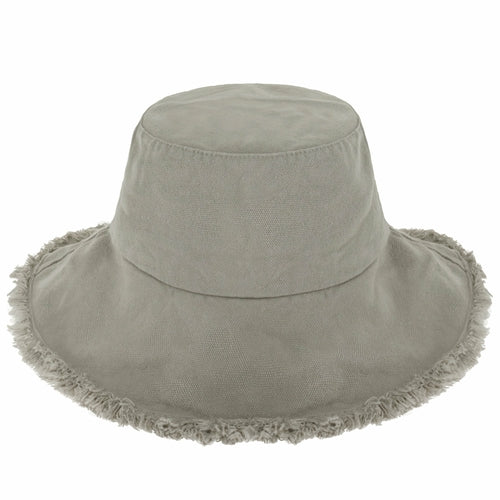 Wide Brim Frayed Bucket Hat – Lightweight Summer Sun Hat for Women
