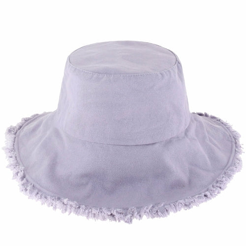 Wide Brim Frayed Bucket Hat – Lightweight Summer Sun Hat for Women