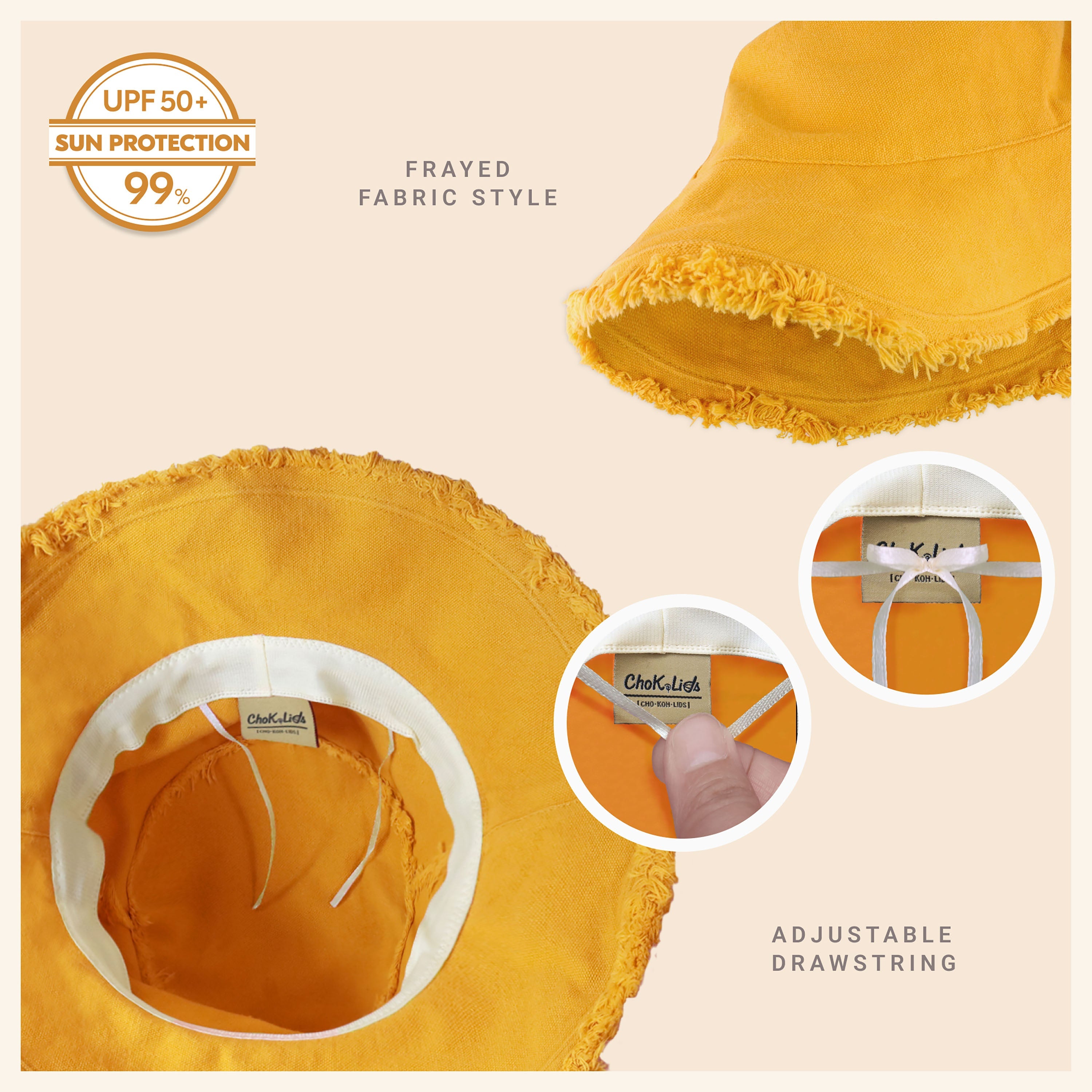 Wide Brim Frayed Bucket Hat – Lightweight Summer Sun Hat for Women