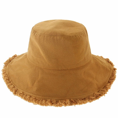 Wide Brim Frayed Bucket Hat – Lightweight Summer Sun Hat for Women