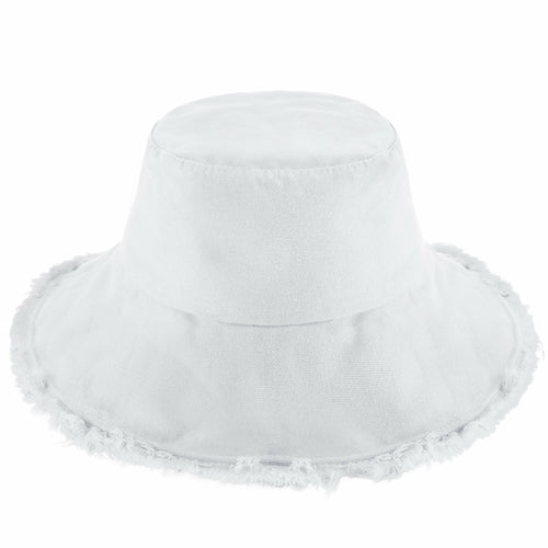 Wide Brim Frayed Bucket Hat – Lightweight Summer Sun Hat for Women