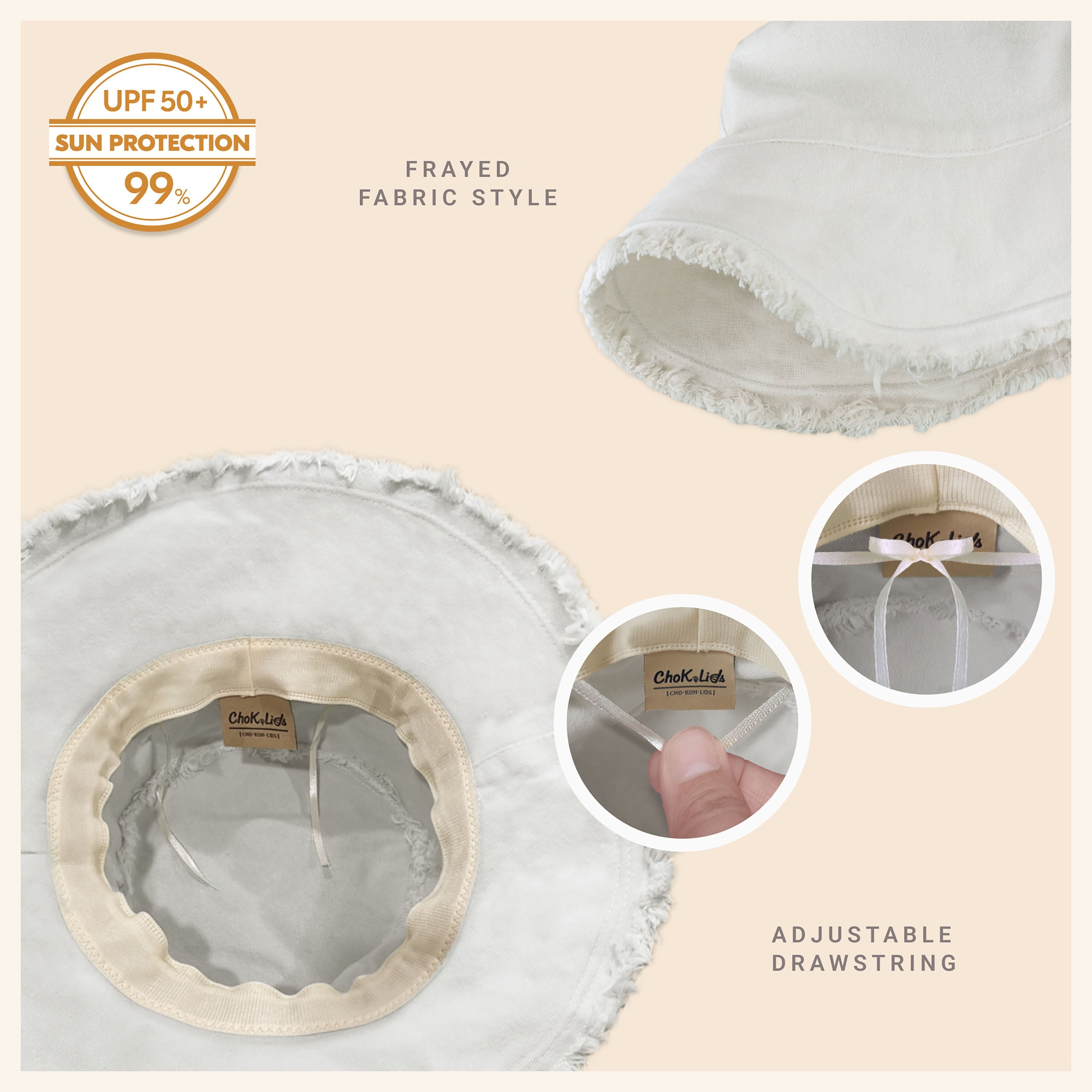 Wide Brim Frayed Bucket Hat – Lightweight Summer Sun Hat for Women