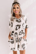 White Leopard Print Pajamas Set