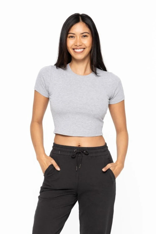 Micro-Rib Sculpt Cropped Athleisure Tee