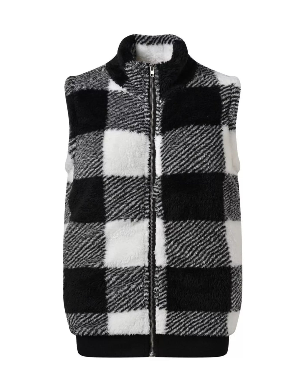 Plus Size Cozy Plaid Fleece Vest Coat