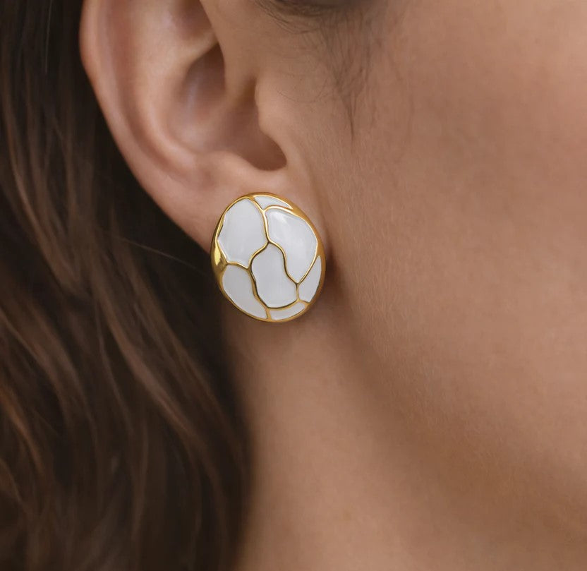 Korean Mosaic Matte Stud Earrings