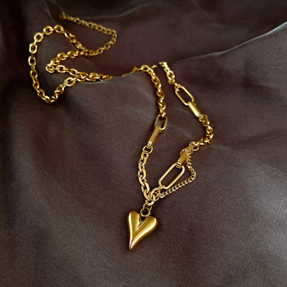 Heart Pendant Link Necklace