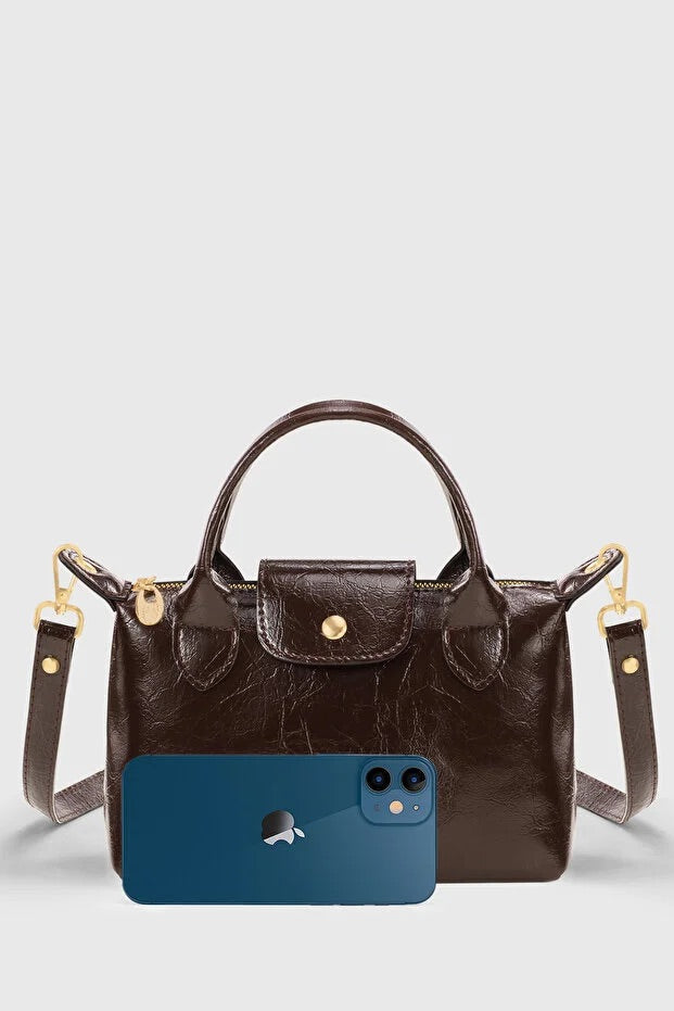 Brown Patent Leather Crossbody Bag