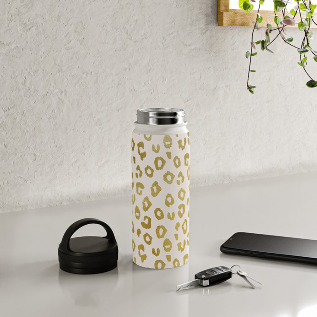 Golden Safari Hydration Flask - Leopard Print Accent Water Bottle