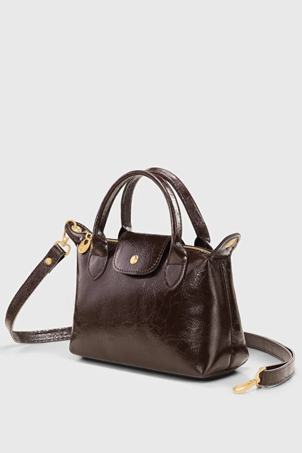 Brown Patent Leather Crossbody Bag
