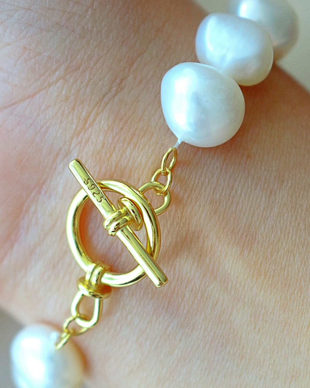 Luminous Artisan Bracelet - Genuine Baroque Pearl & Silver Finery