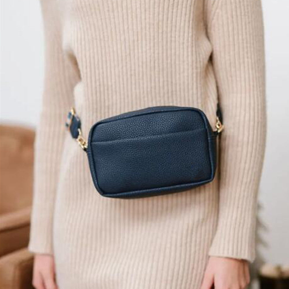Genuine Leather Wide Strap Crossbody Bag