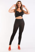 Mesh Contrast Strappy Top & Leggings Set