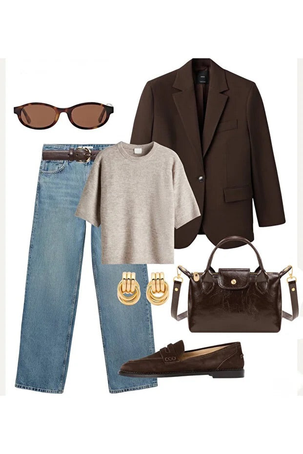 Brown Patent Leather Crossbody Bag