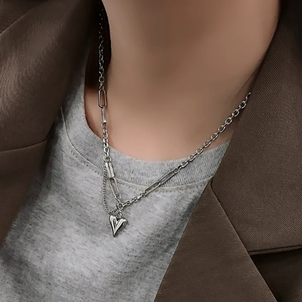 Heart Pendant Link Necklace