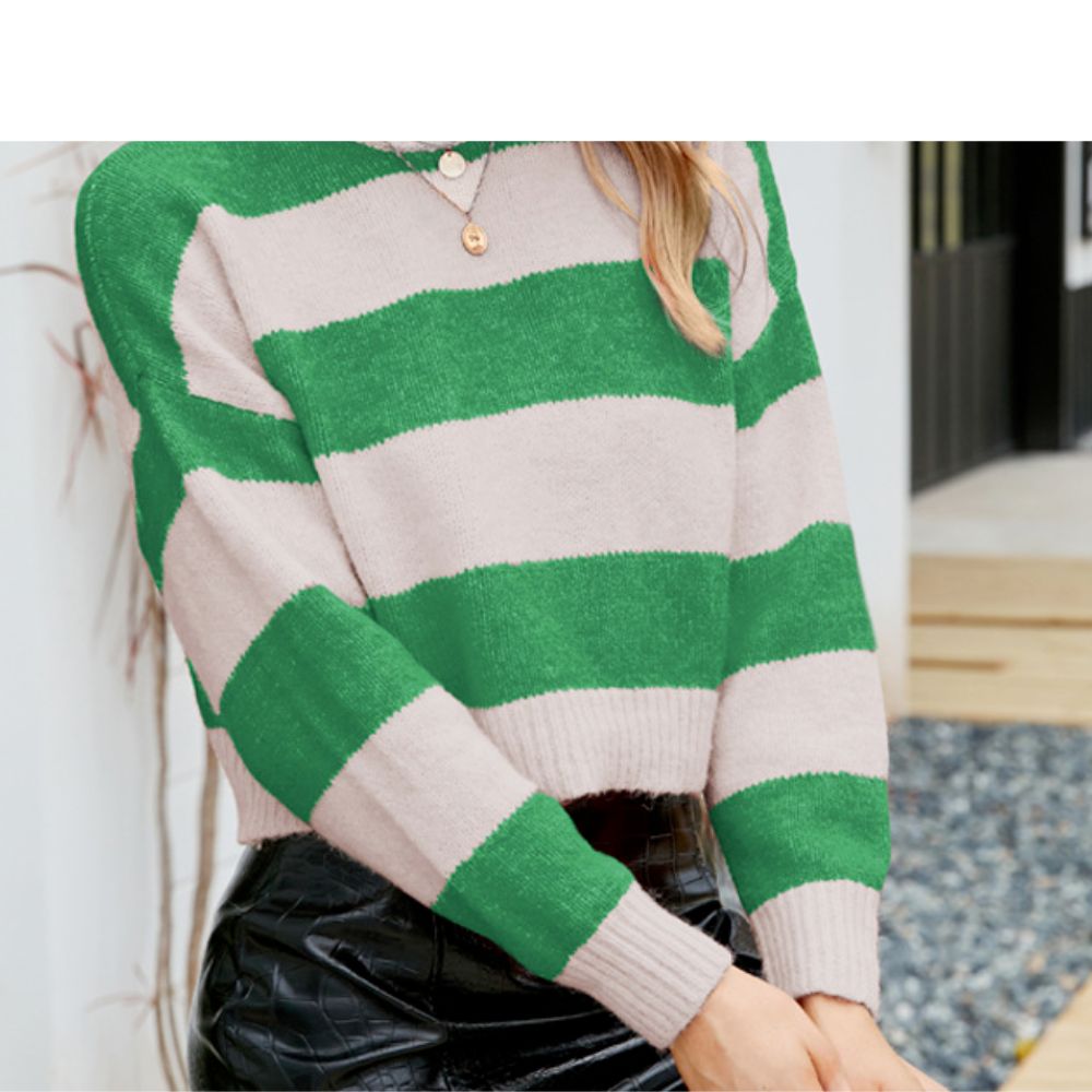 Cropped Stripe Knit Sweater