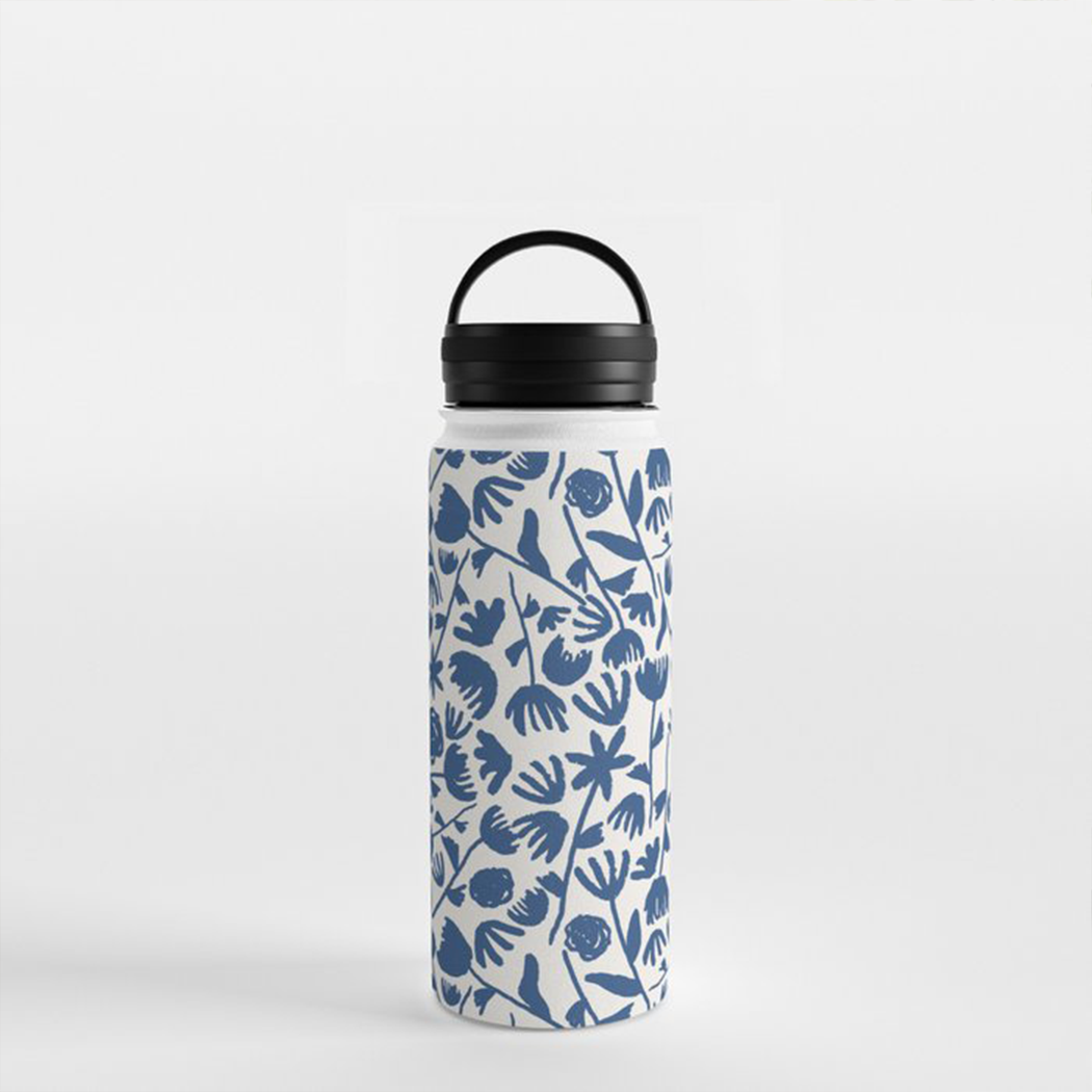 Midnight Bloom Hydration Flask - Navy Floral Accent Water Bottle