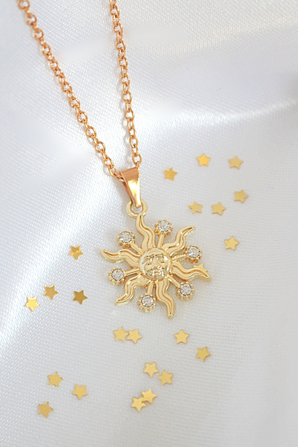 24K Radiance CZ Sunburst Pendant Necklace