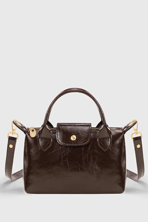 Brown Patent Leather Crossbody Bag