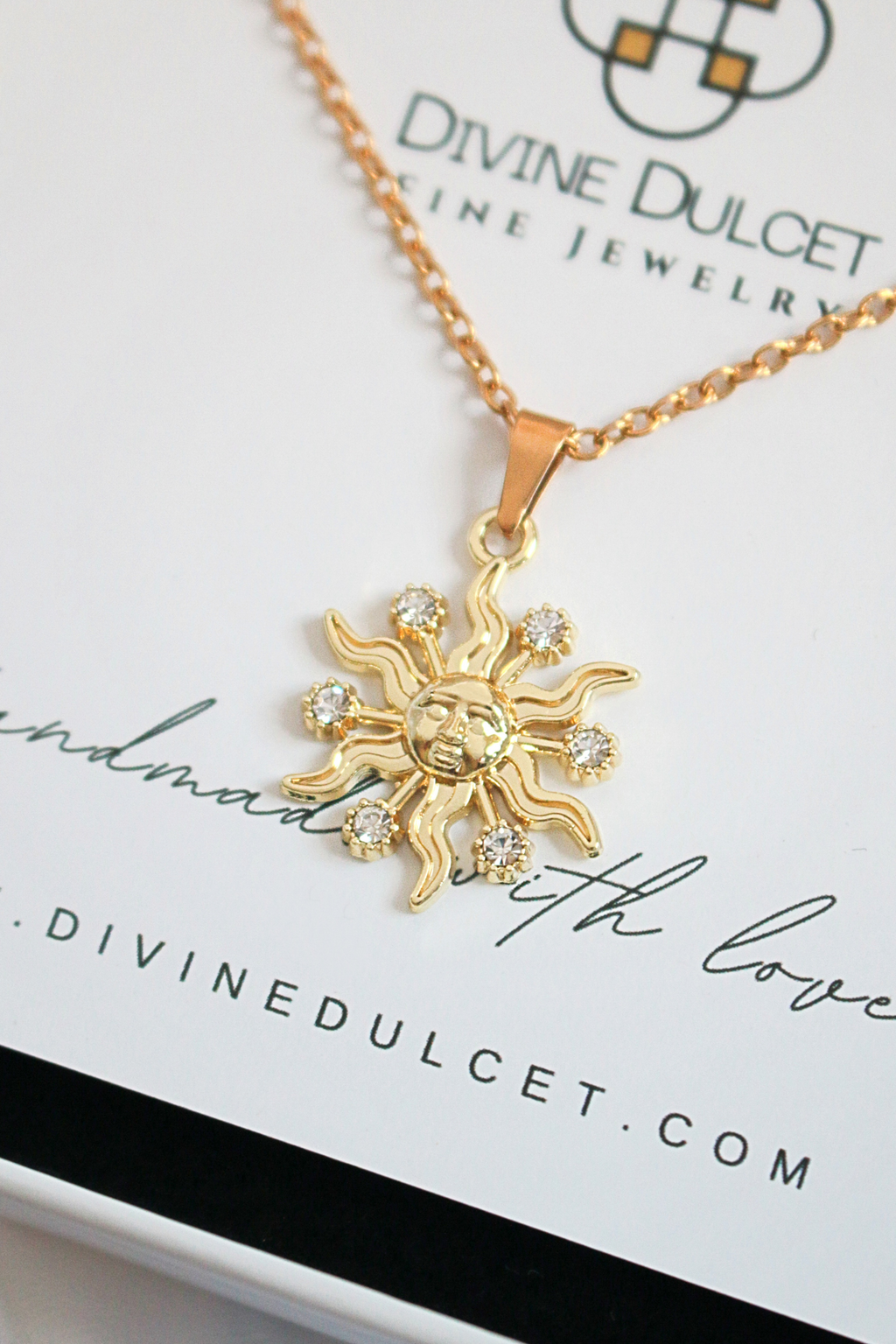 24K Radiance CZ Sunburst Pendant Necklace
