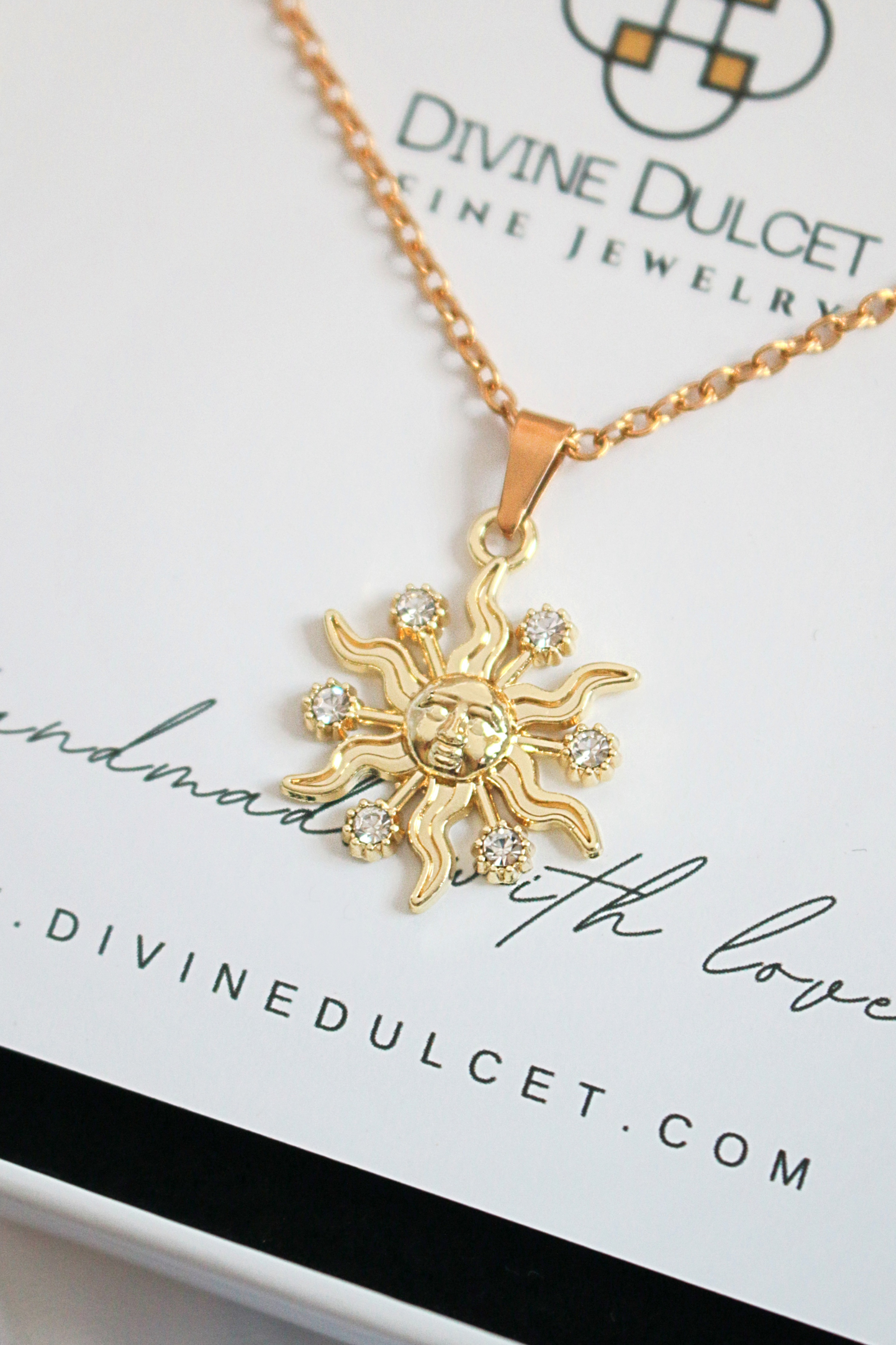 24K Radiance CZ Sunburst Pendant Necklace
