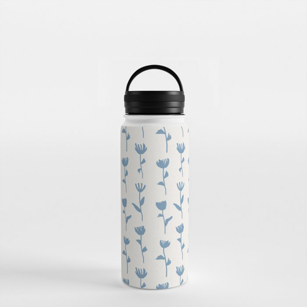 Azure Blossom Hydration Flask - Floral Accent Insulated Bottle