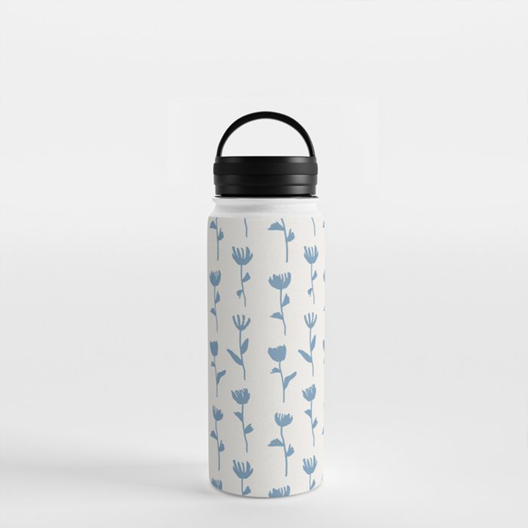 Azure Blossom Hydration Flask - Floral Accent Insulated Bottle