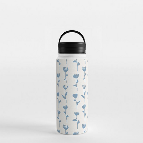 Azure Blossom Hydration Flask - Floral Accent Insulated Bottle