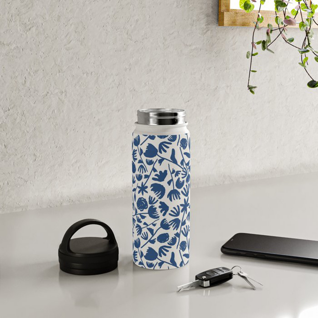Midnight Bloom Hydration Flask - Navy Floral Accent Water Bottle