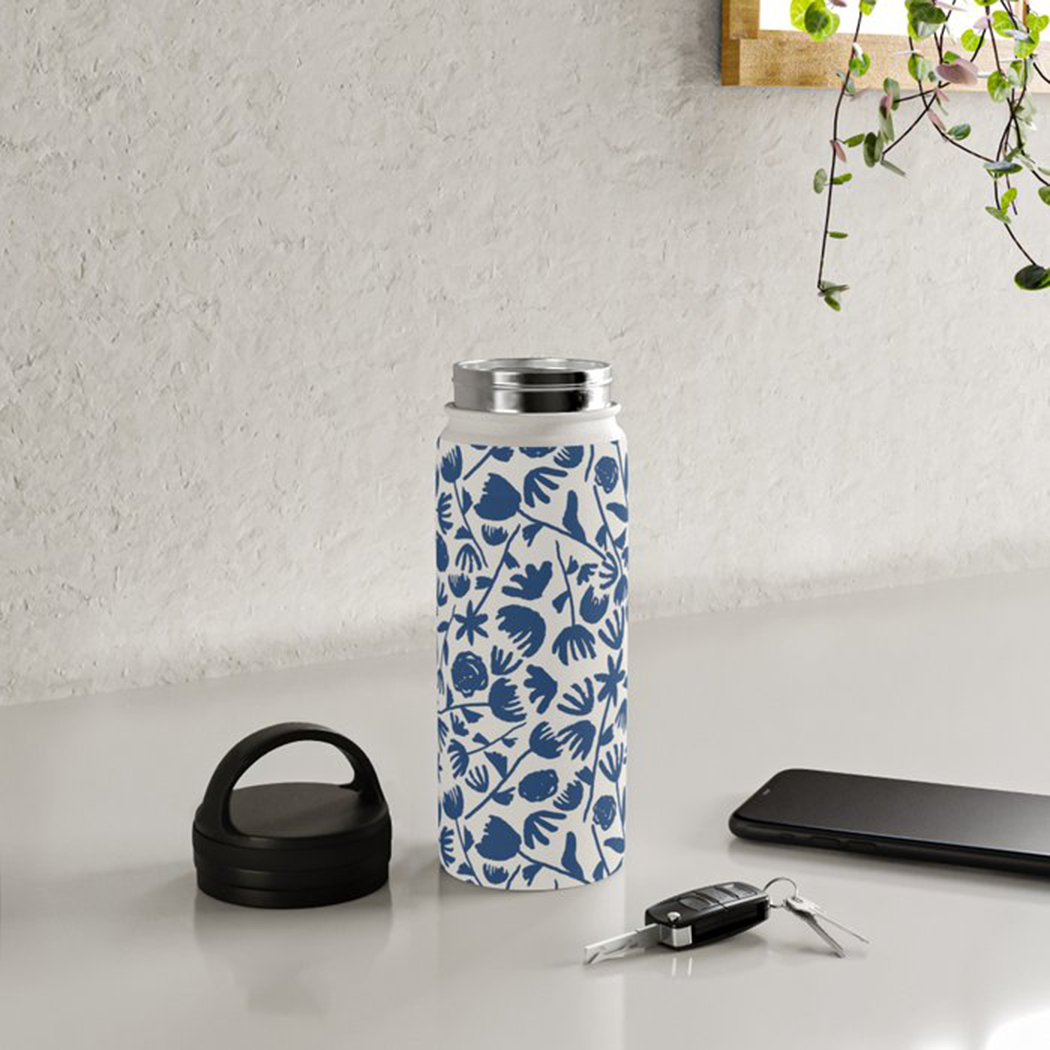 Midnight Bloom Hydration Flask - Navy Floral Accent Water Bottle