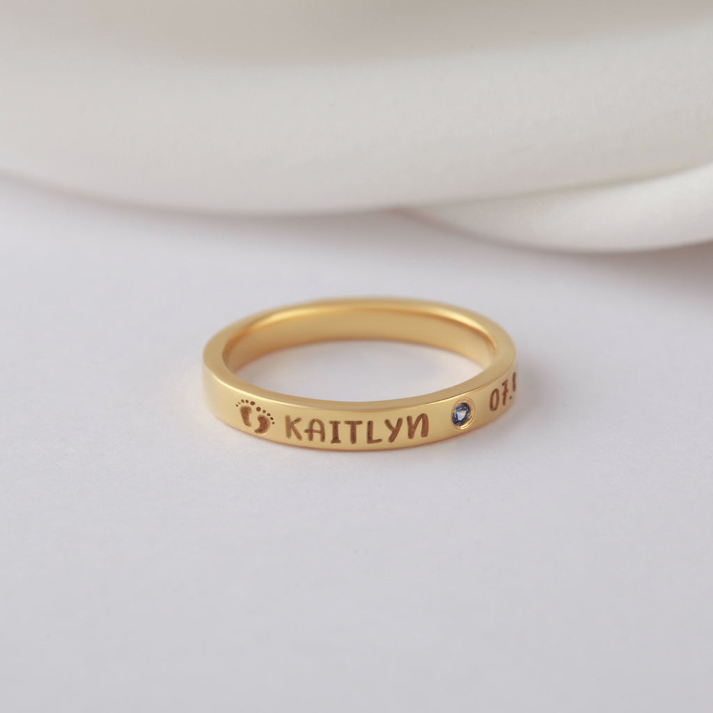 New Mom Name Ring – Personalized First Mother Gift for Women