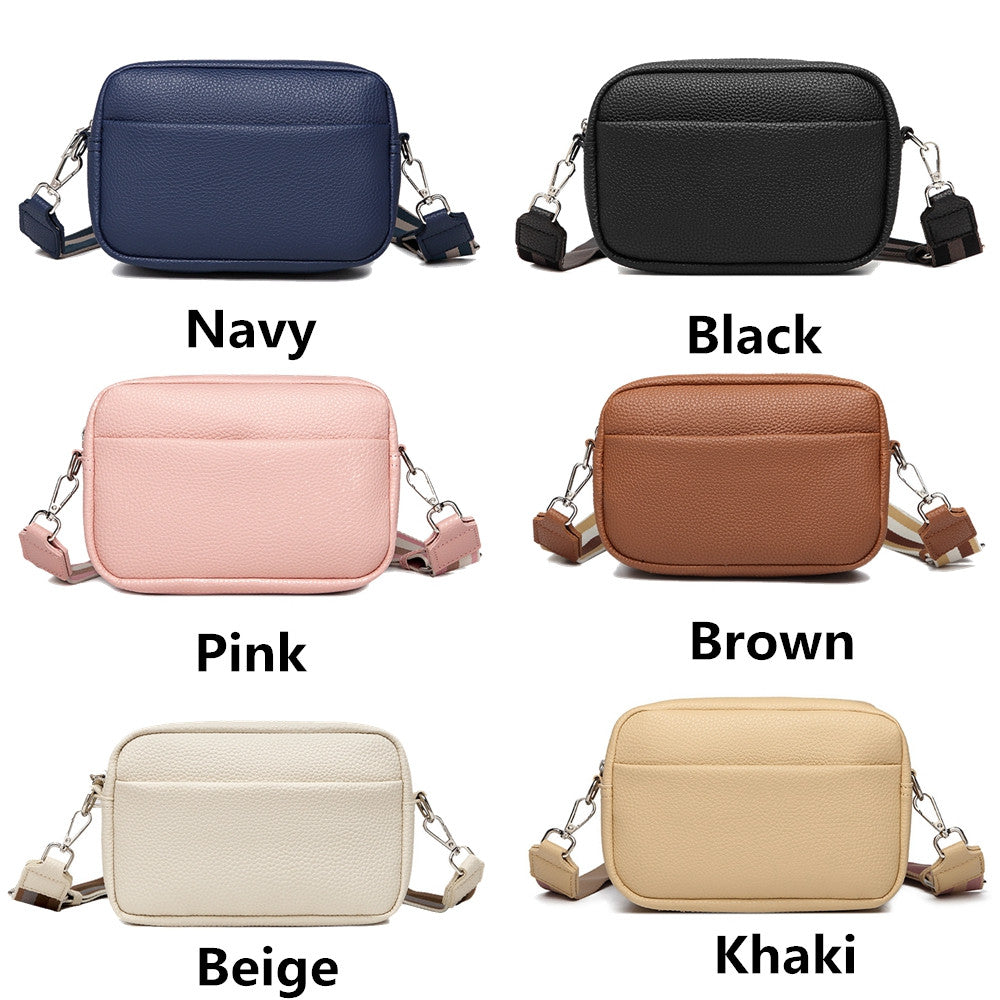 Genuine Leather Wide Strap Crossbody Bag