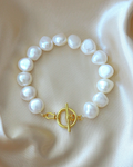 Luminous Artisan Bracelet - Genuine Baroque Pearl & Silver Finery