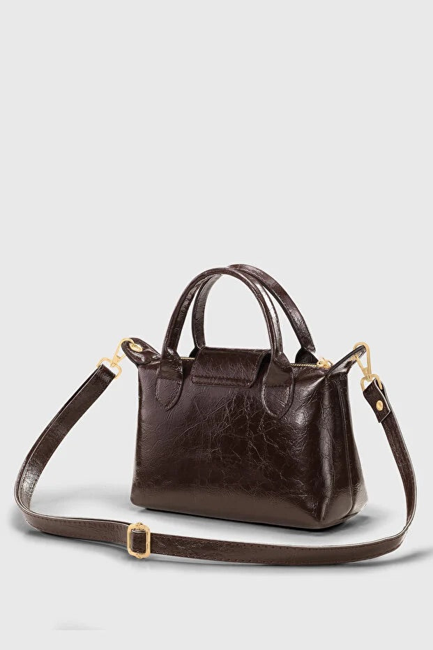 Brown Patent Leather Crossbody Bag