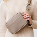 Genuine Leather Wide Strap Crossbody Bag