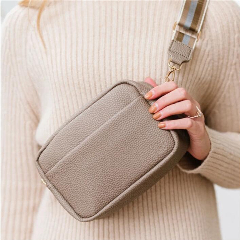 Genuine Leather Wide Strap Crossbody Bag