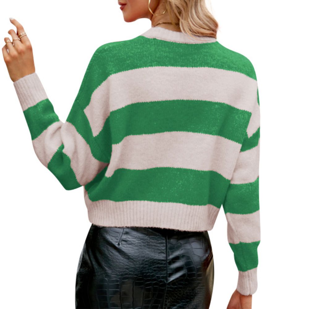 Cropped Stripe Knit Sweater