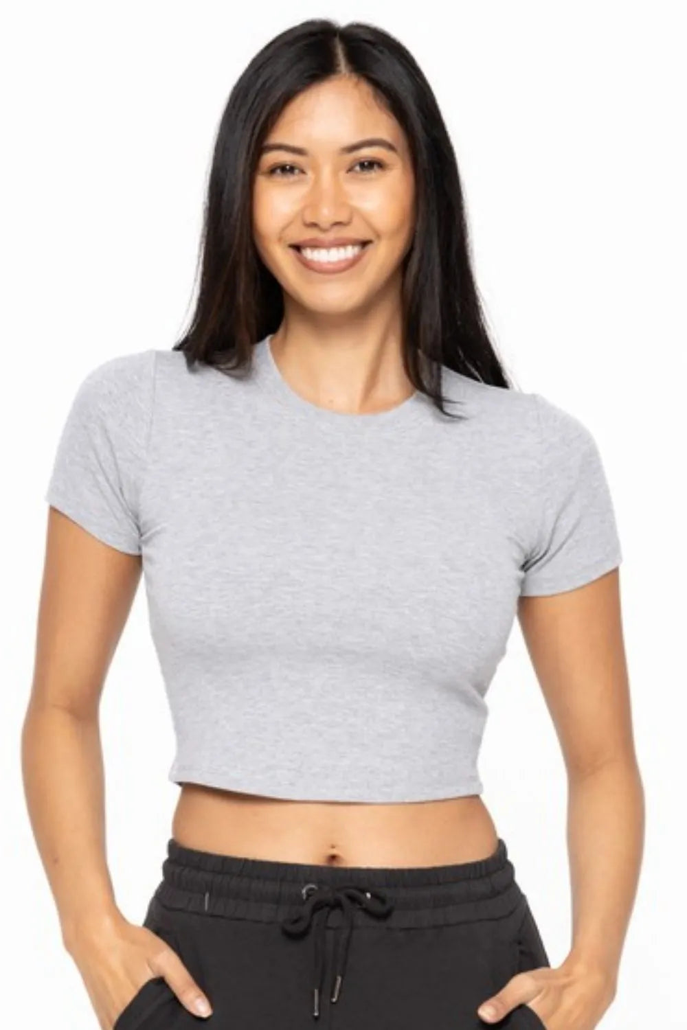 Micro-Rib Sculpt Cropped Athleisure Tee