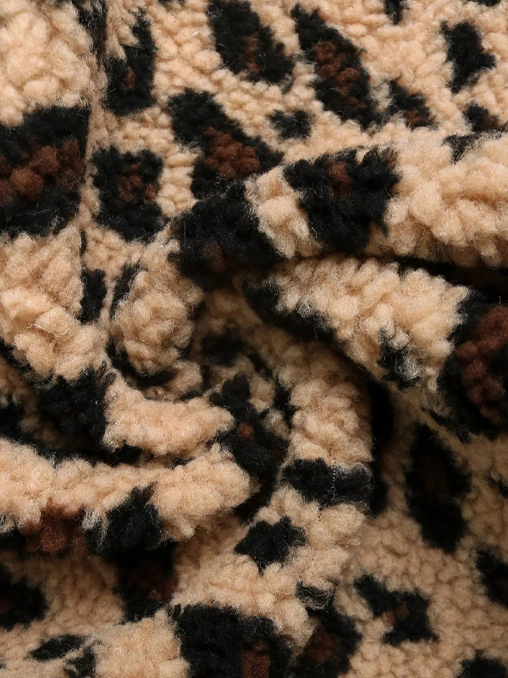 Leopard Fleece Pocket Vest Coat
