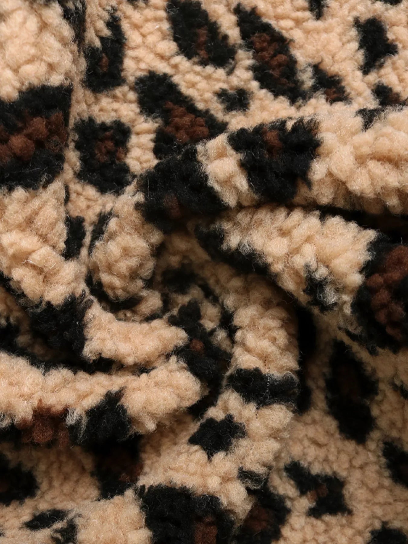 Leopard Fleece Pocket Vest Coat